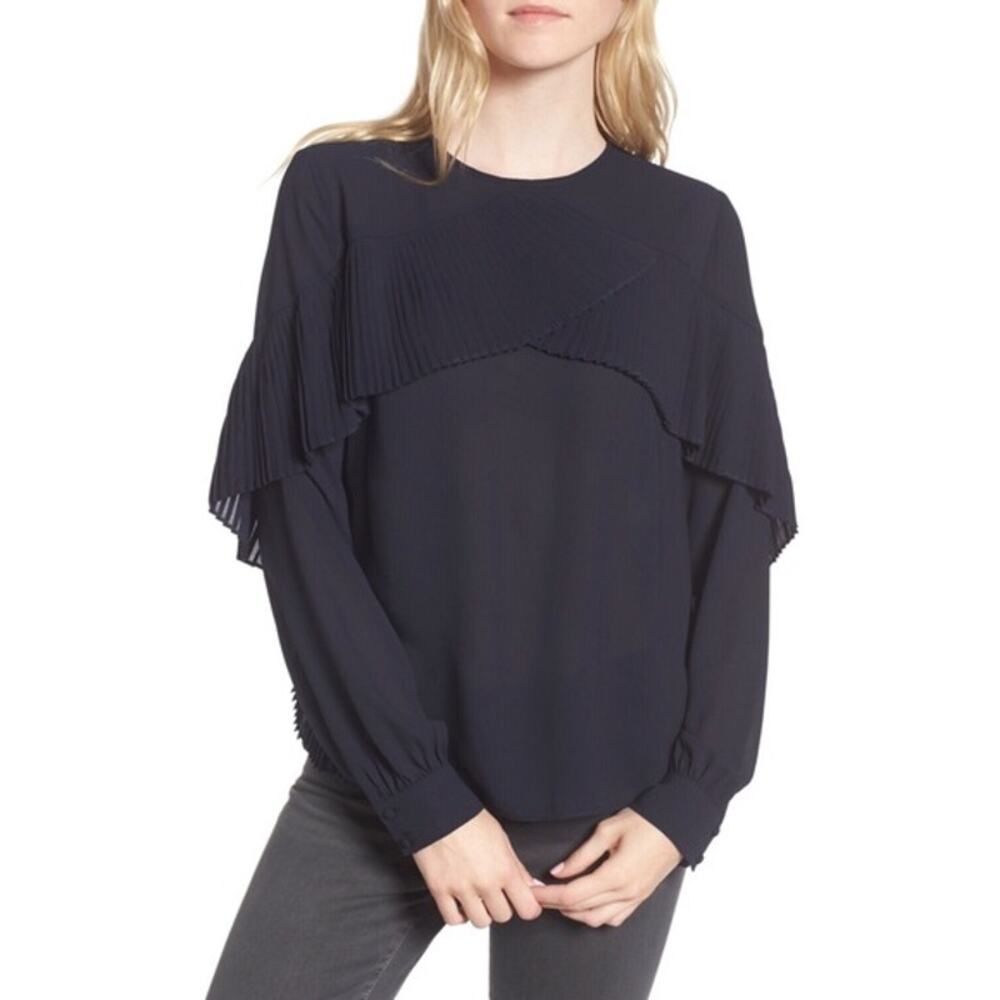 Chelsea28 Pleated Ruffle Top - M